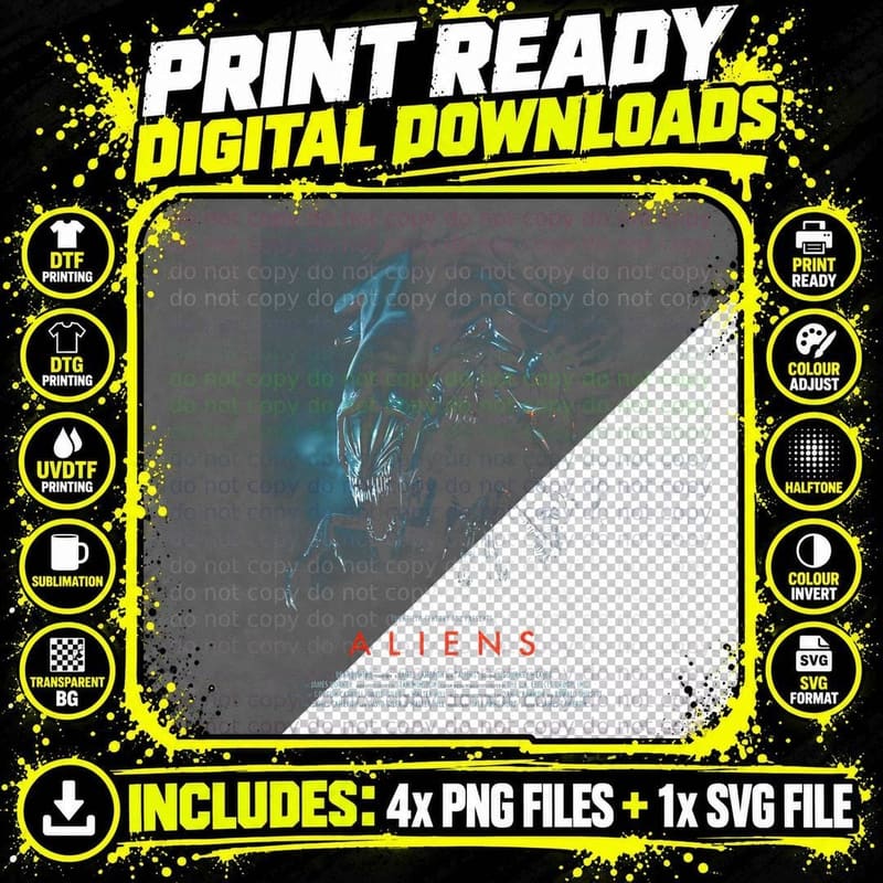 Aliens 2026 Movie Poster T-Shirt, Xenomorph Head Print Png SVG Digital Bundle