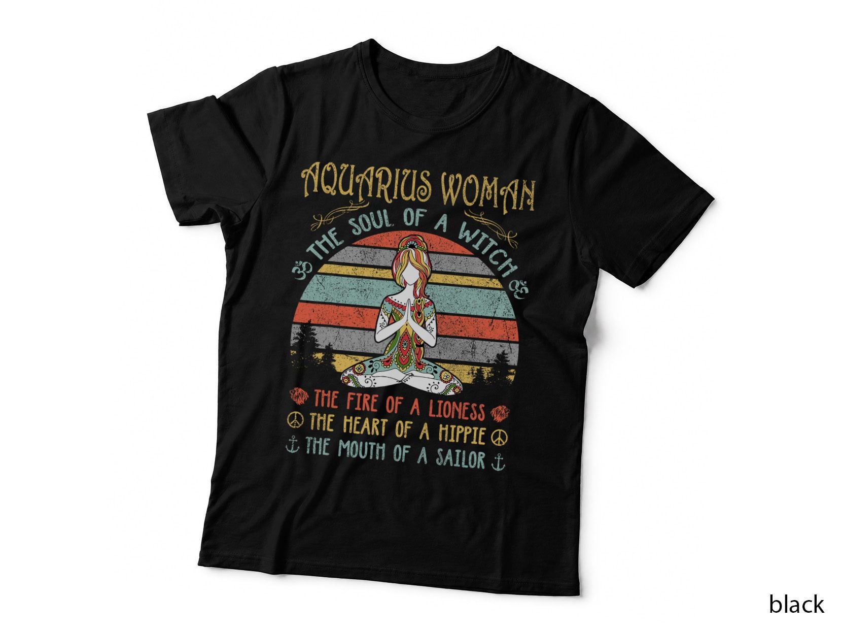 Aquarius Woman Tee, Soul of a Witch Yoga Vintage, Zodiac Birthday Witchy