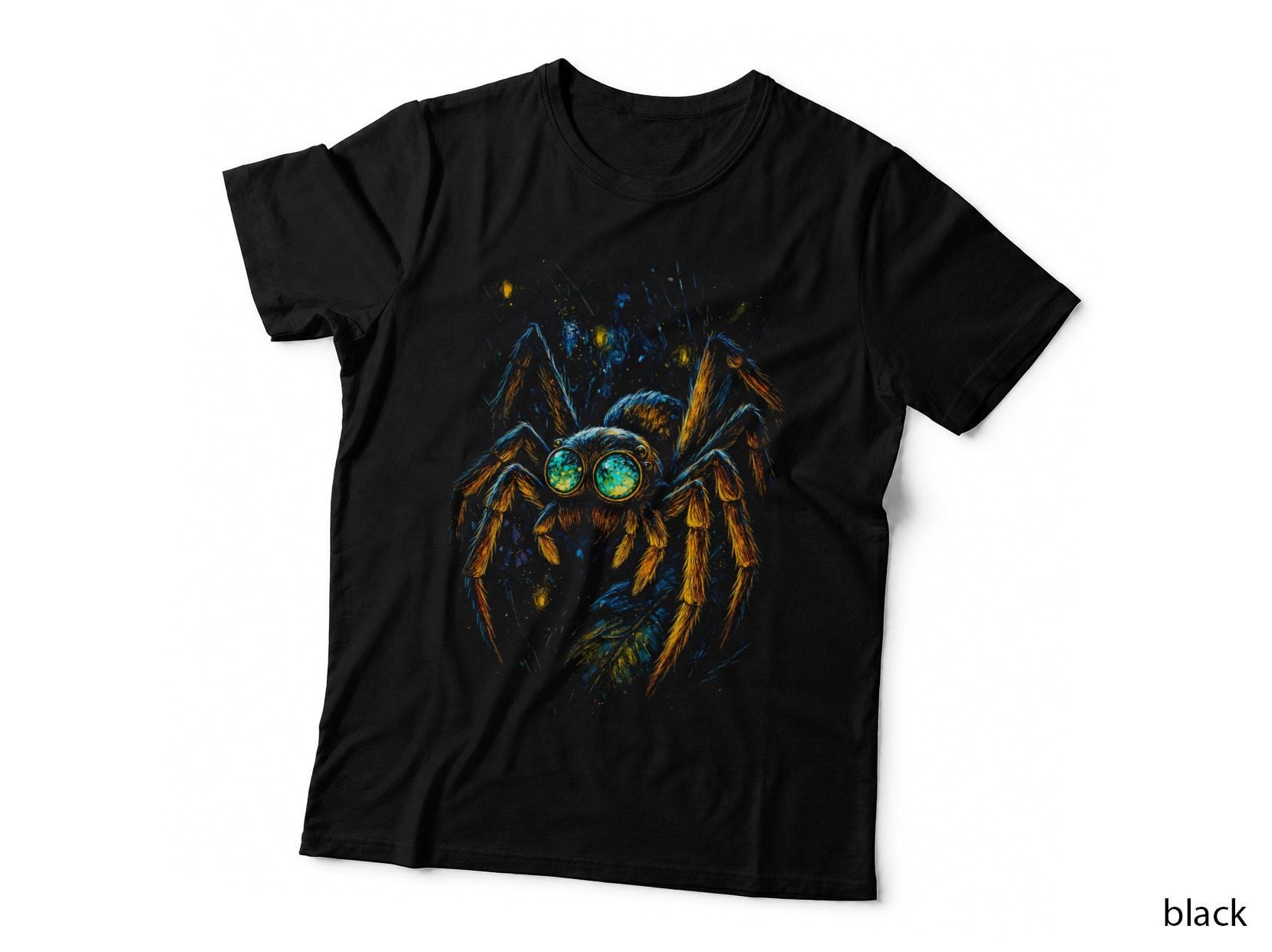 Aranha De Olhos Brilhantes T-Shirt, Spider Web Print, Halloween Costume