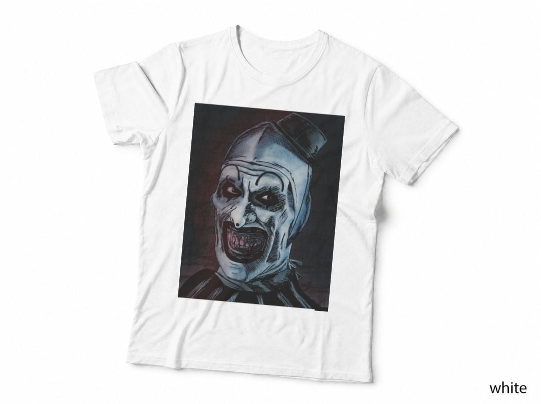 Art the Clown Dark Painted Portrait, Terrifier Horror T-Shirt