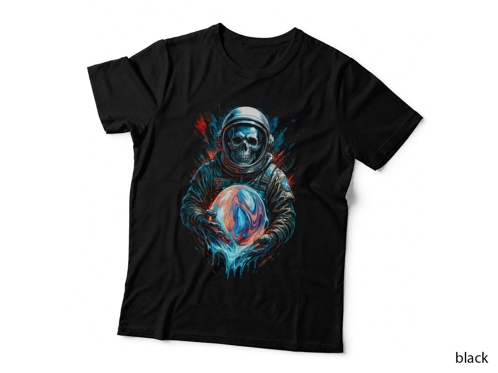 Astronaut Skeleton Psychedelic T-Shirt, Space Horror Apparel, Halloween Costume