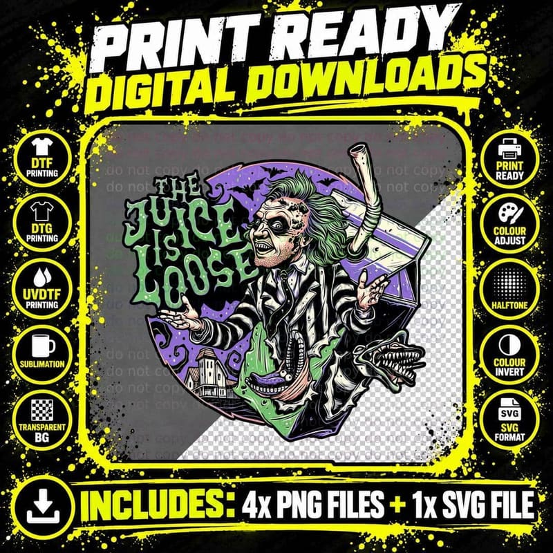 Beetlejuice T-Shirt, Gothic Horror Tee Png SVG Digital Bundle