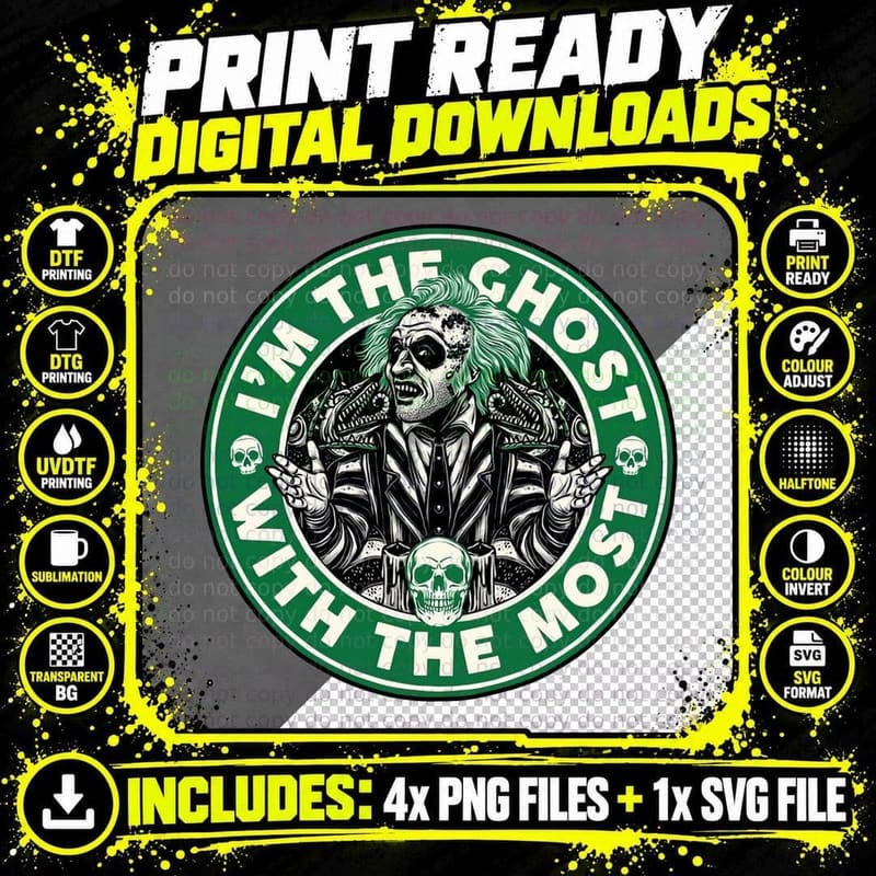 Beetlejuice T-Shirt, Retro 80s Horror Tee Png SVG Digital Bundle