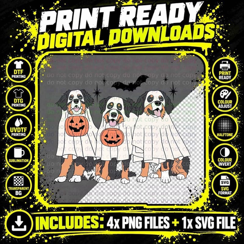 Bernese Mountain Dog Halloween Dog Fall for Bernese Mama Png SVG Digital Bundle