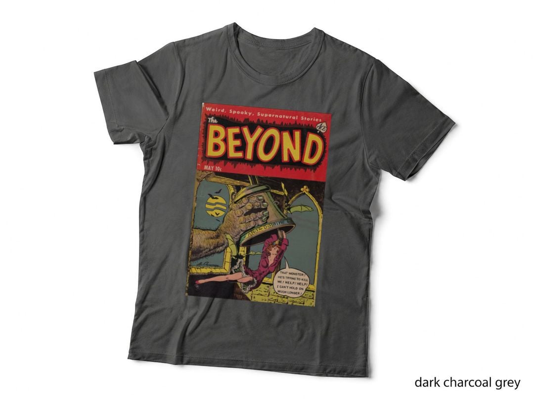 Beyond Weird Spooky Monster Bell Comic T-Shirt, Retro Horror Fan Art, Dark
