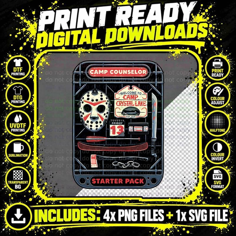 Camp Counselor Starter Pack Tee, Crystal Lake Toolkit Png SVG Digital Bundle