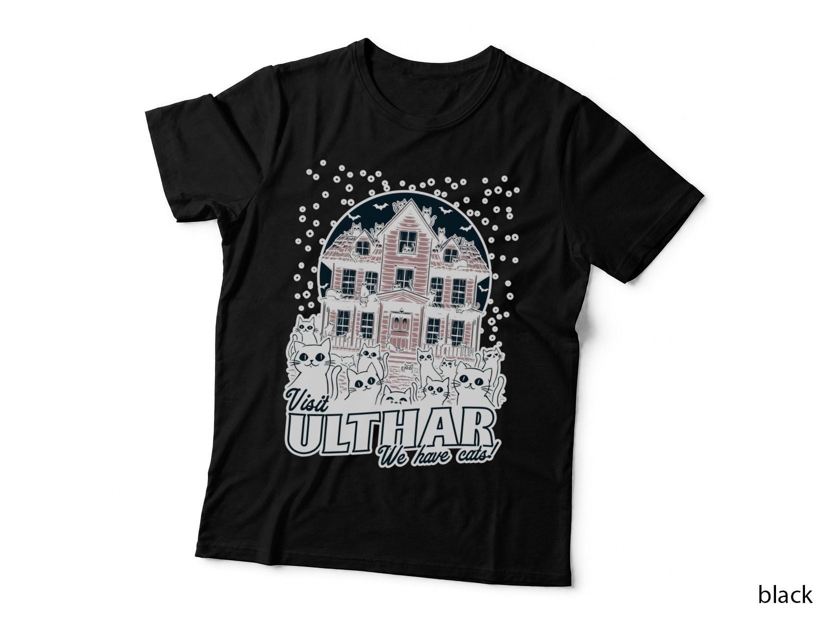 Cats Visit Ulthar T-Shirt, Retro Horror Lovecraft Tee, Gift for Cat Lovers