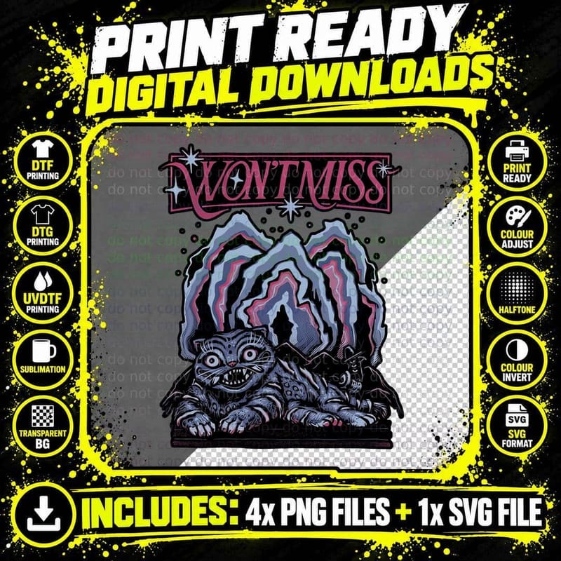 Cheshire Cat T-Shirt, Gothic Horror Tee Png SVG Digital Bundle