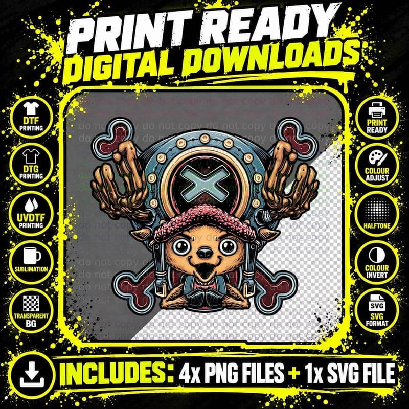 Chibi Dog with Skeleton Hat T-Shirt Png SVG Digital Bundle