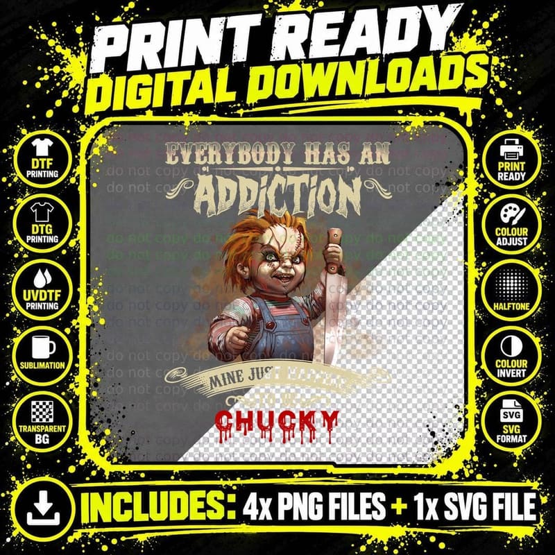 Chucky Lovers Halloween T-Shirt, Horror Movie Fan Png SVG Digital Bundle
