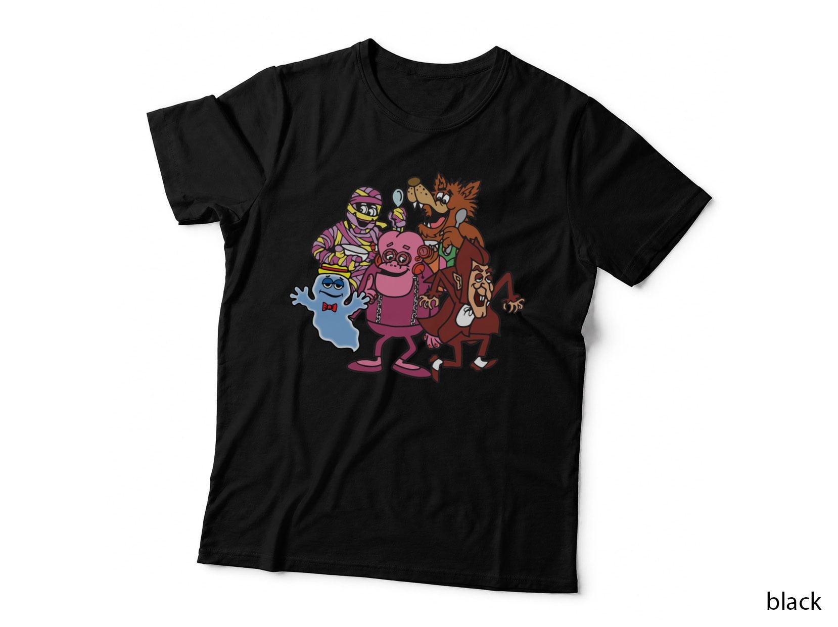 Classic Cereal Monsters Cartoon, Ghost Mummy Wolfman Group, Retro Funny Tee