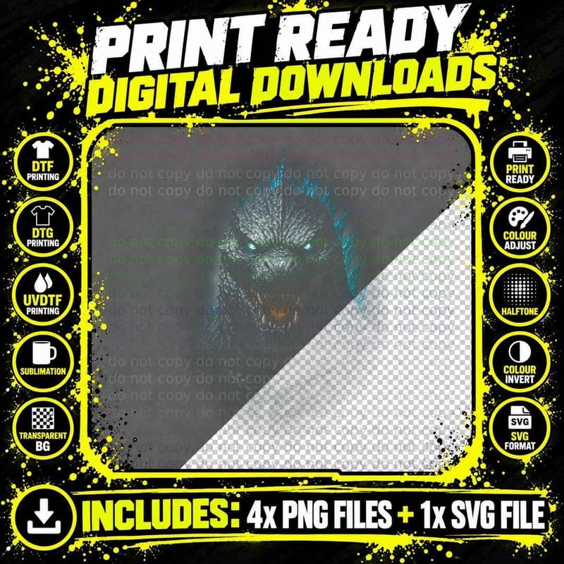 Colossal Reptilian Rage T-Shirt, Monster Print Png SVG Digital Bundle
