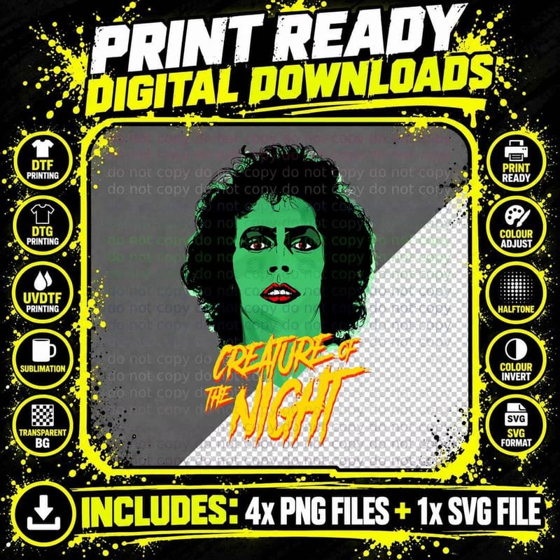 Creature of the Night T-Shirt, Rocky Horror Cult Movie Png SVG Digital Bundle