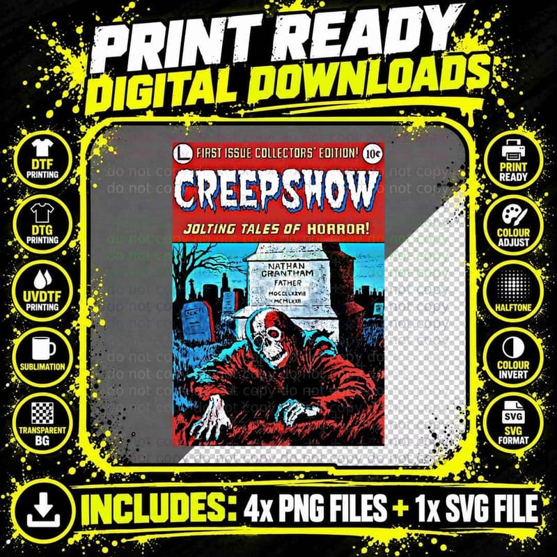 Creepshow Jolting Tales Tee, First Issue Comic Cover Png SVG Digital Bundle