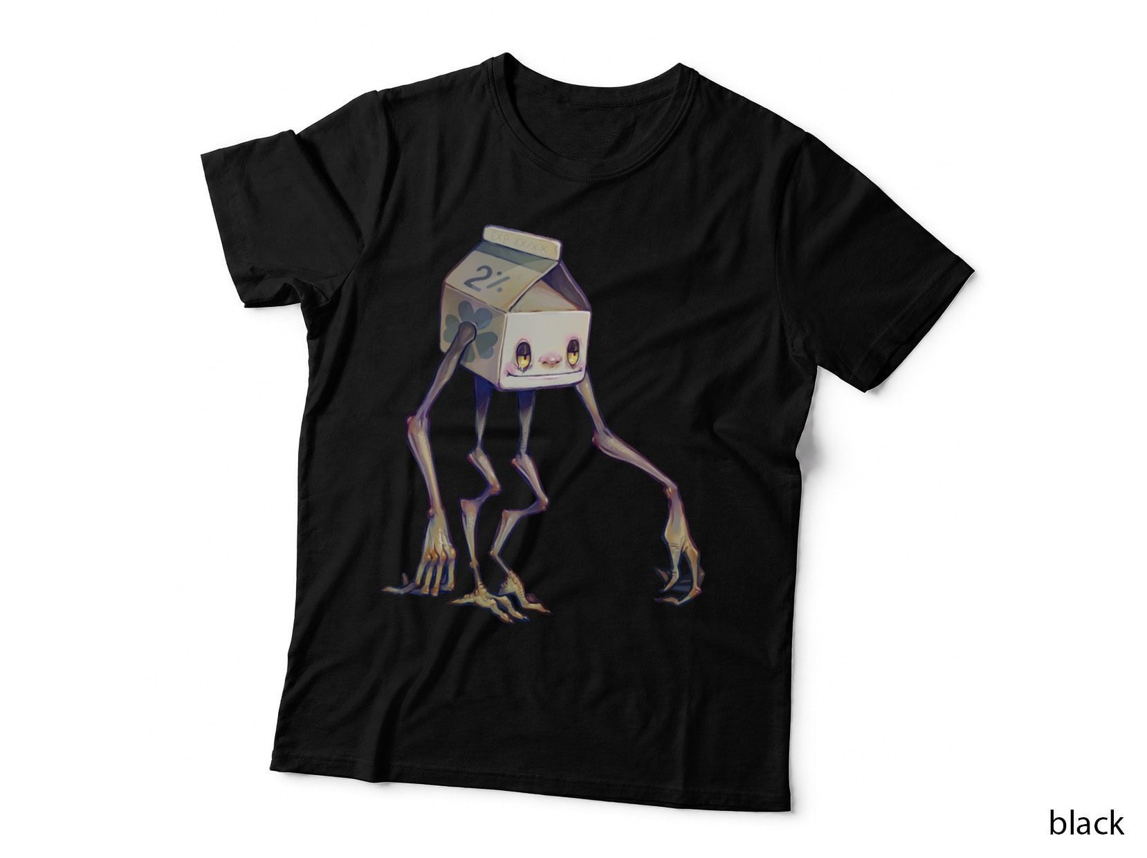 Creepy Milk Carton Monster Walking, Surreal Horror Novelty T-Shirt