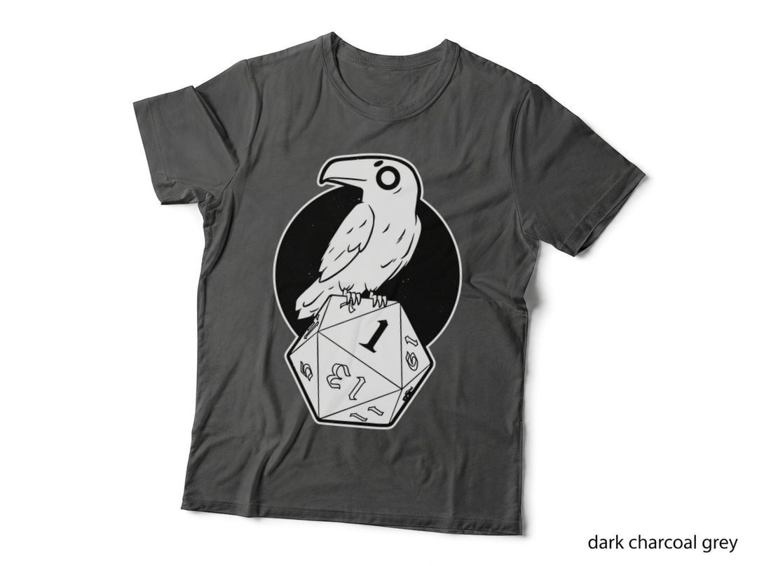 Critical Crow on D20 T-Shirt, Retro Horror Tee, Gift for Gamers