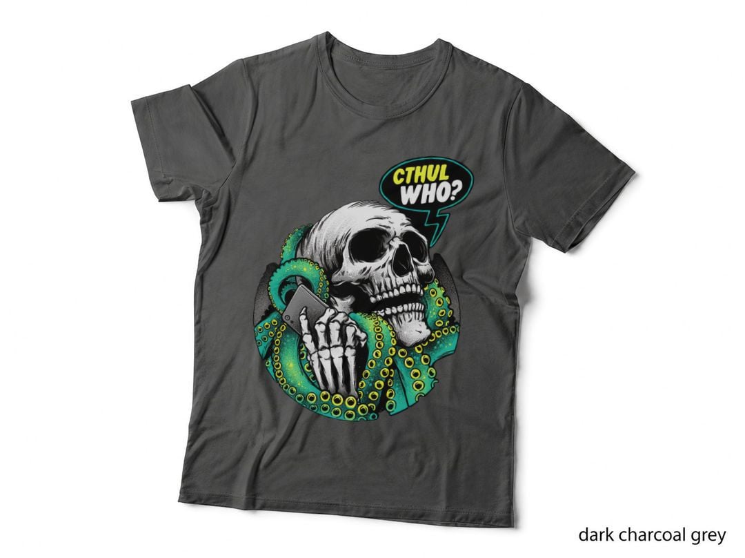 Cthul Who Kraken Tentacles Skull T-Shirt, Gothic Horror Style