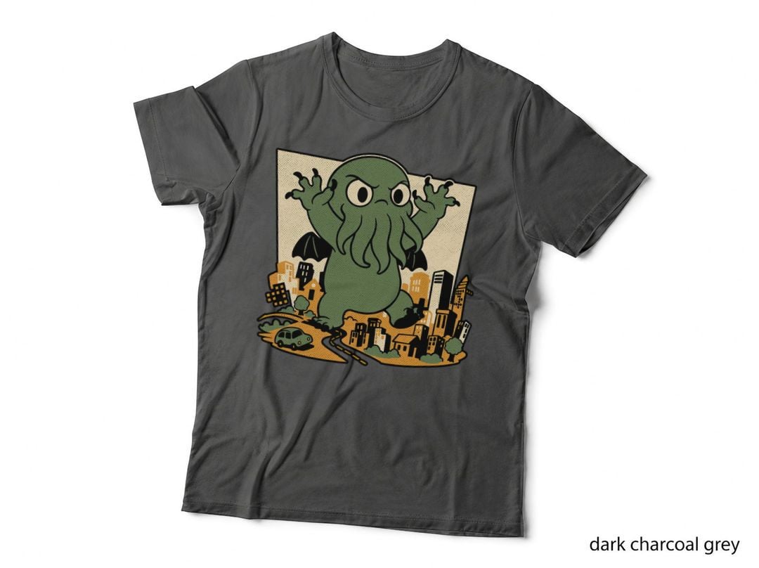 Cthulhu City Destruction T-Shirt, Retro Horror Tee, Gift for Horror Fans