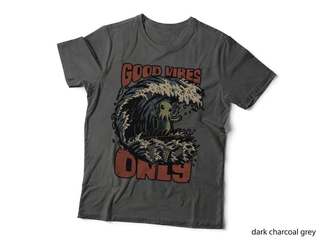 Cthulhu Good Vibes Only T-Shirt, Retro Horror Tee, Gift for Horror Fans