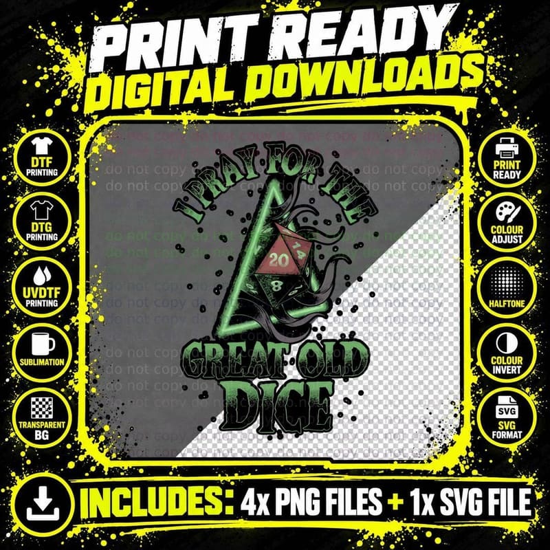 D20 Dice T-Shirt, Retro Horror Aesthetic Tee Png SVG Digital Bundle