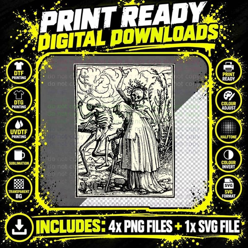 Dance of Death, Dance of Macabre (Holbein) T-Shirt Png SVG Digital Bundle