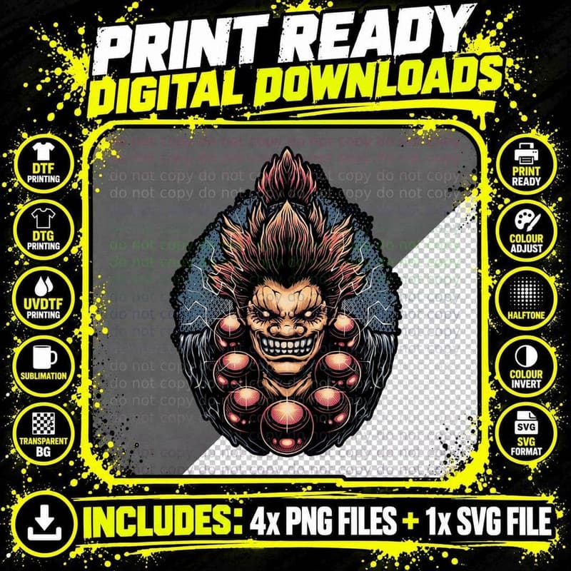 Dark Power Demon T-Shirt, Gothic Horror Tee Png SVG Digital Bundle