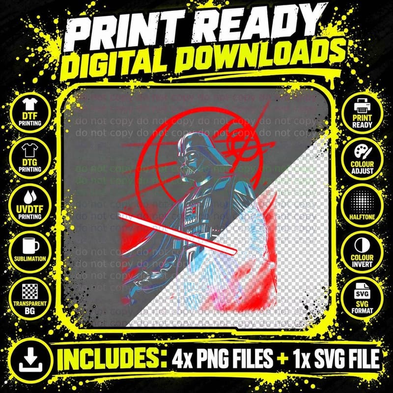 Darth Vader T-Shirt, Sci-Fi Horror Print Png SVG Digital Bundle