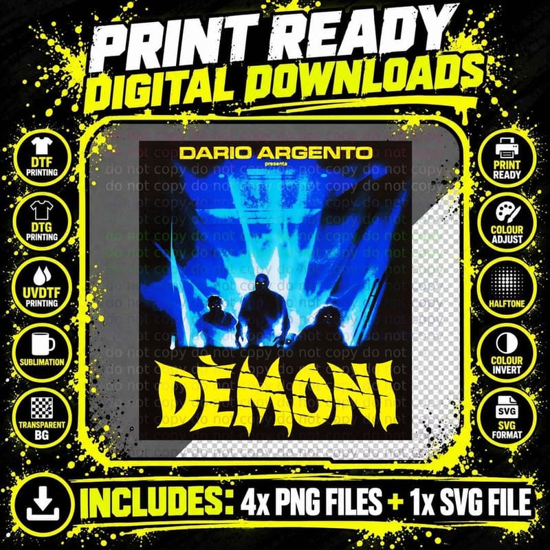 Demoni Horror Movie T-Shirt, Retro Sci-Fi Horror Png SVG Digital Bundle