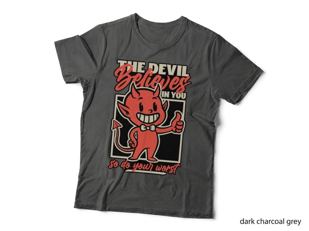 Devil Cute Believes in You T-Shirt, Retro 80s Horror Tee, Gift for Horror Fans