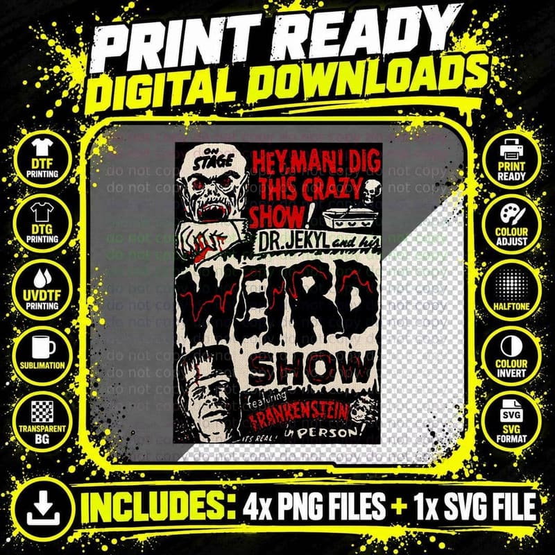 Dr Jekyll Weird Show Vintage Poster Png SVG Digital Bundle