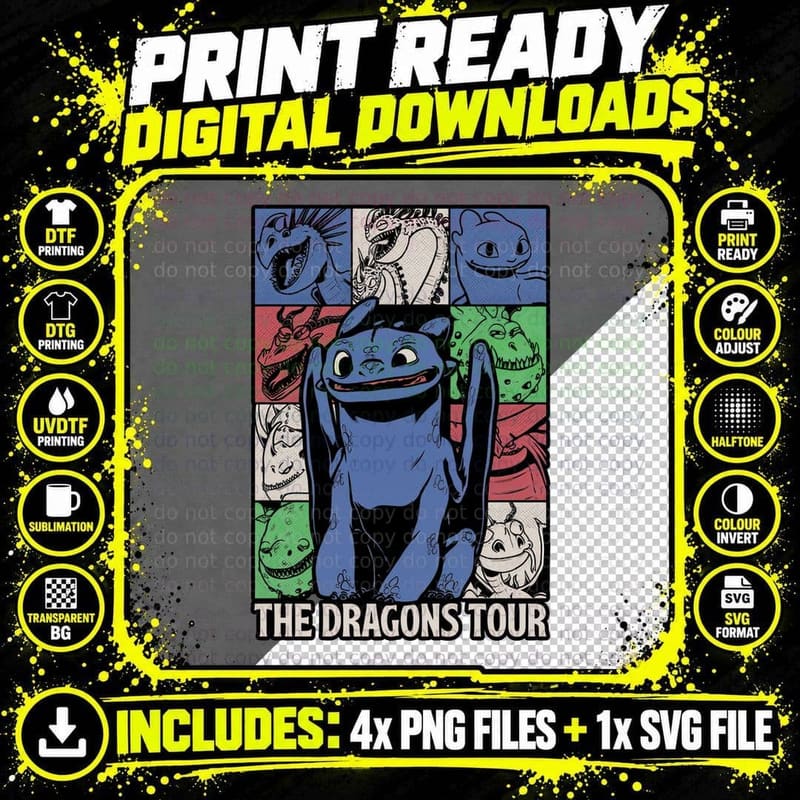 Dragon Tour T-Shirt, Retro Horror Tee Png SVG Digital Bundle