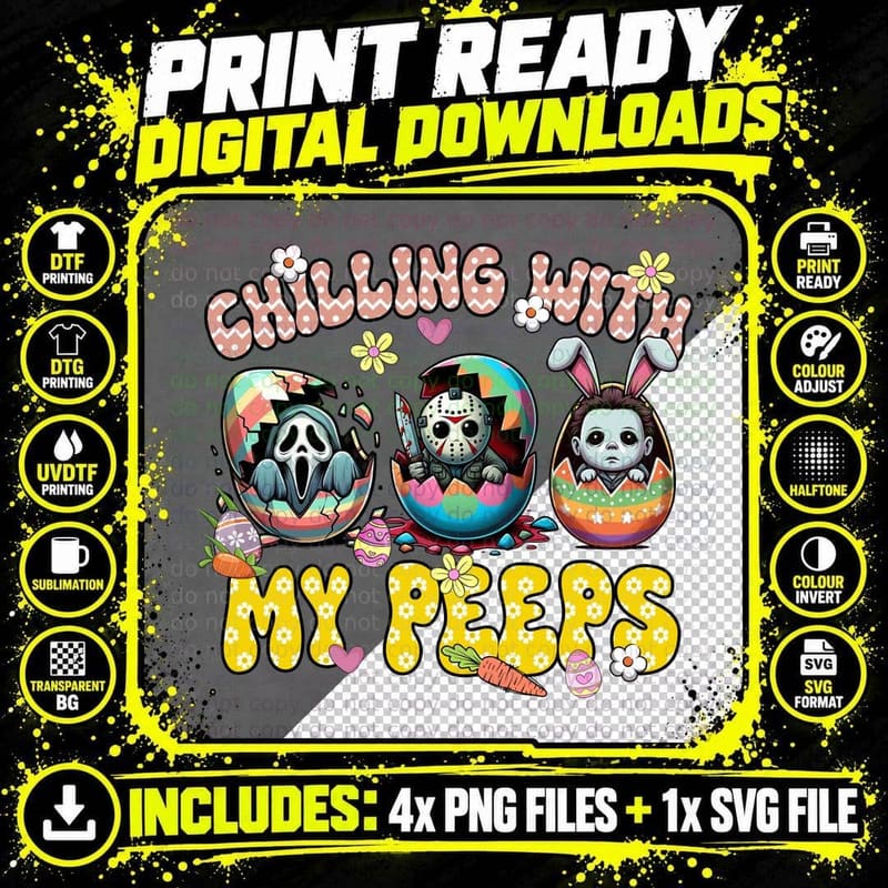 Easter Horror Killer Happy Horror Easter T-Shirt Png SVG Digital Bundle