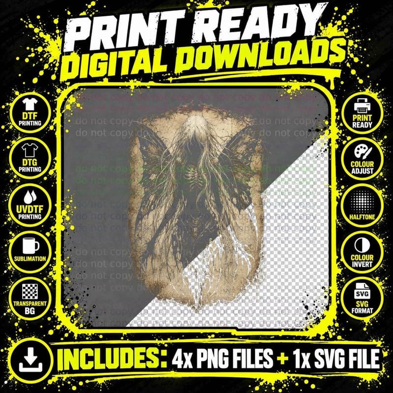 Ethereal Ghost Moth Spirit T-Shirt Gothic Dark Academia Png SVG Digital Bundle