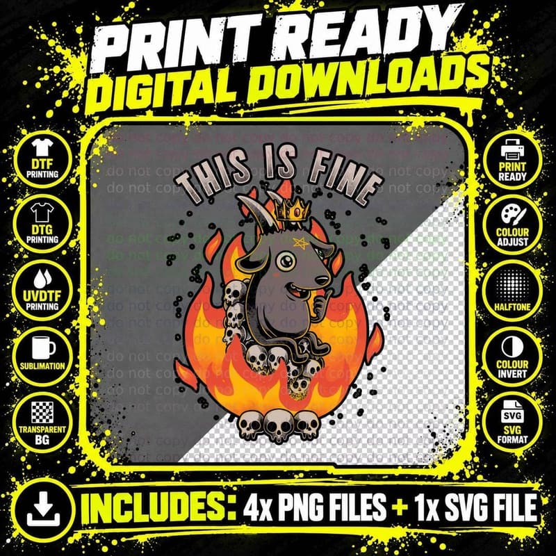 Fire Demon Meme Fine T-Shirt, Gothic Horror Tee Png SVG Digital Bundle