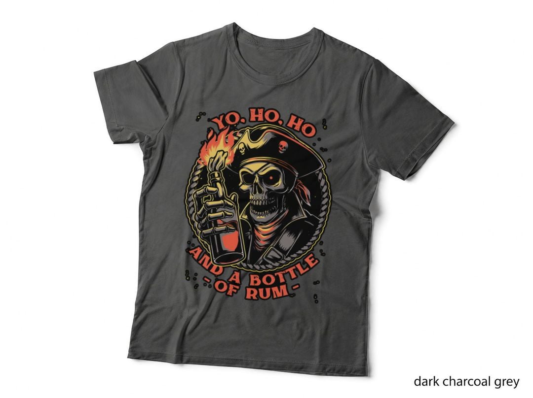 Fire Drink Skeleton T-Shirt, Pirate Aesthetic Tee, Gift for Rum Lovers