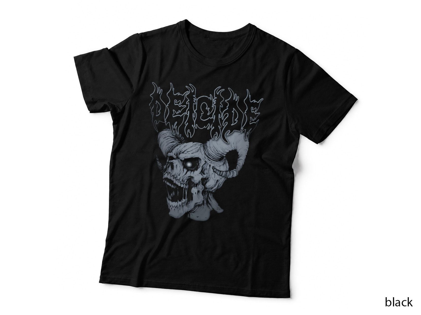 Flaming Skull T-Shirt, Gothic Horror Style, Dark Artwear