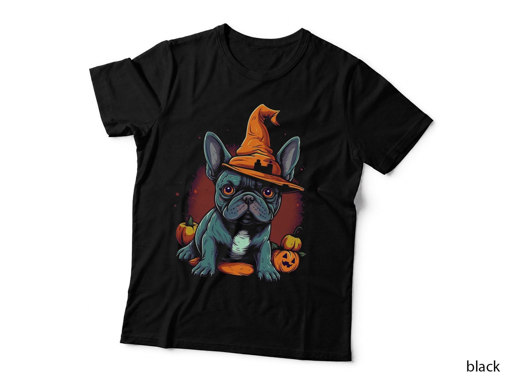 French Bulldog Witch Hat Halloween Costume Dog Lover Puppy T-Shirt