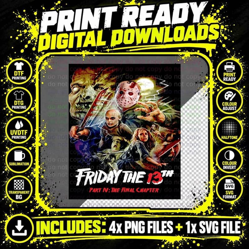 Friday the 13th Horror Movie T-Shirt Png SVG Digital Bundle