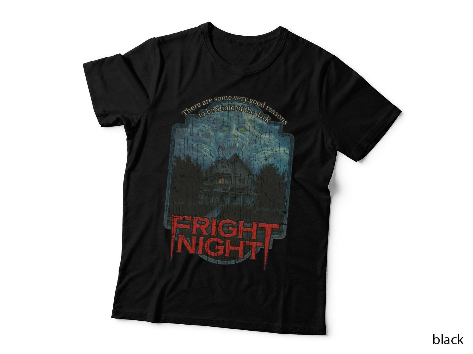 Fright Night 1985 Horror Movie Poster T-Shirt, Haunted House Demon, Retro Art