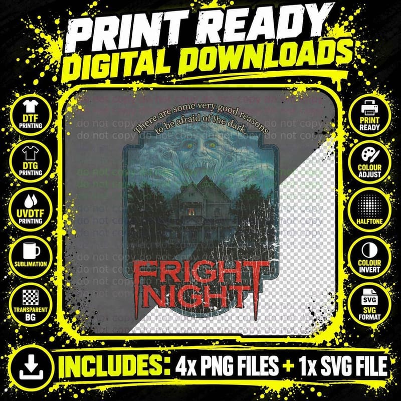 Fright Night 1985 Horror Movie Poster T-Shirt Png SVG Digital Bundle