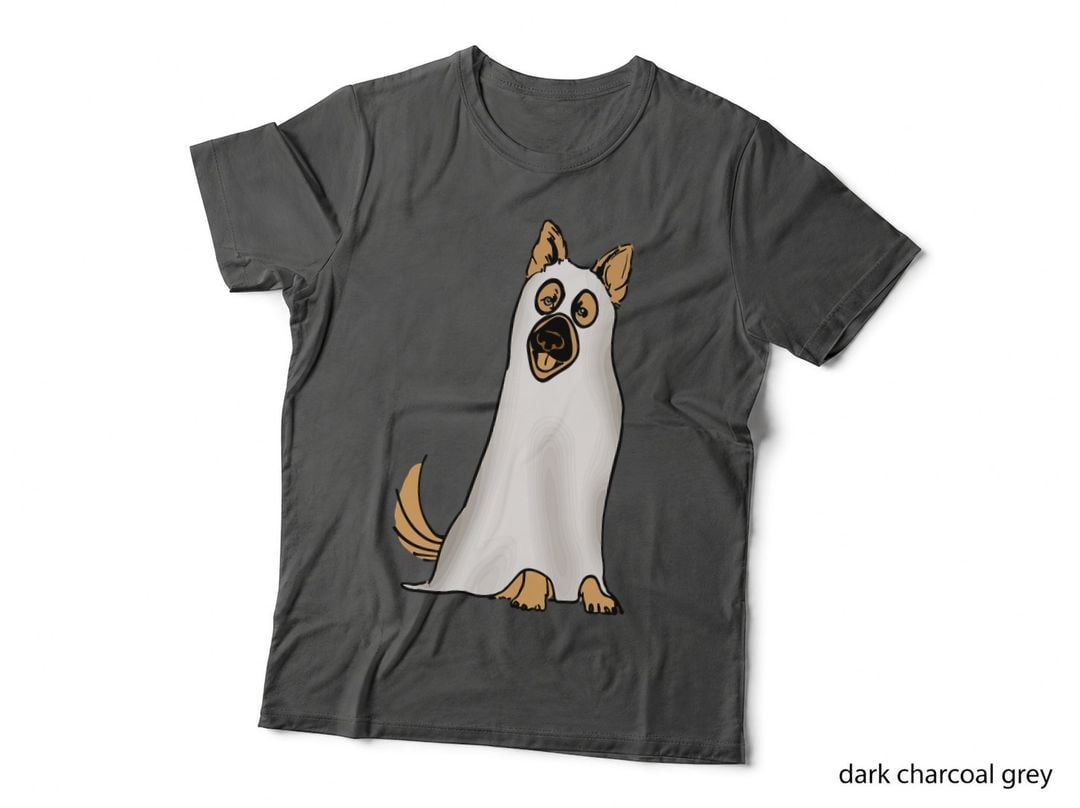 German Shepherd Cute Dog Wearing Ghost Funny Halloween T-Shirt