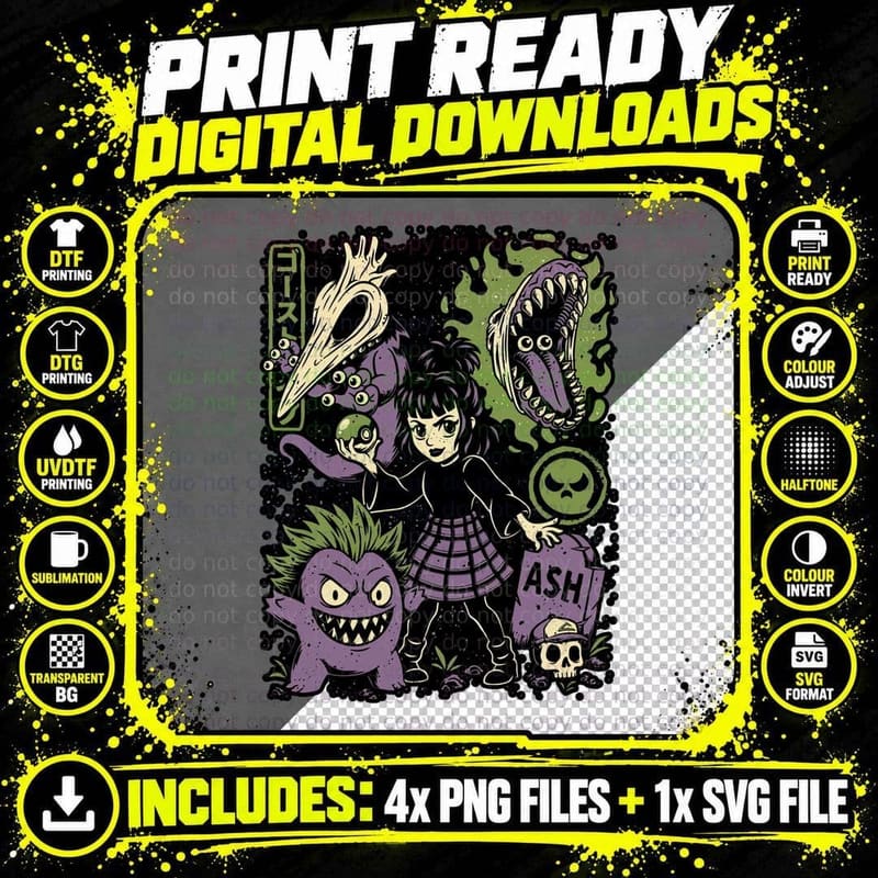 Ghost Monster Movie T-Shirt, Horror Tee Png SVG Digital Bundle