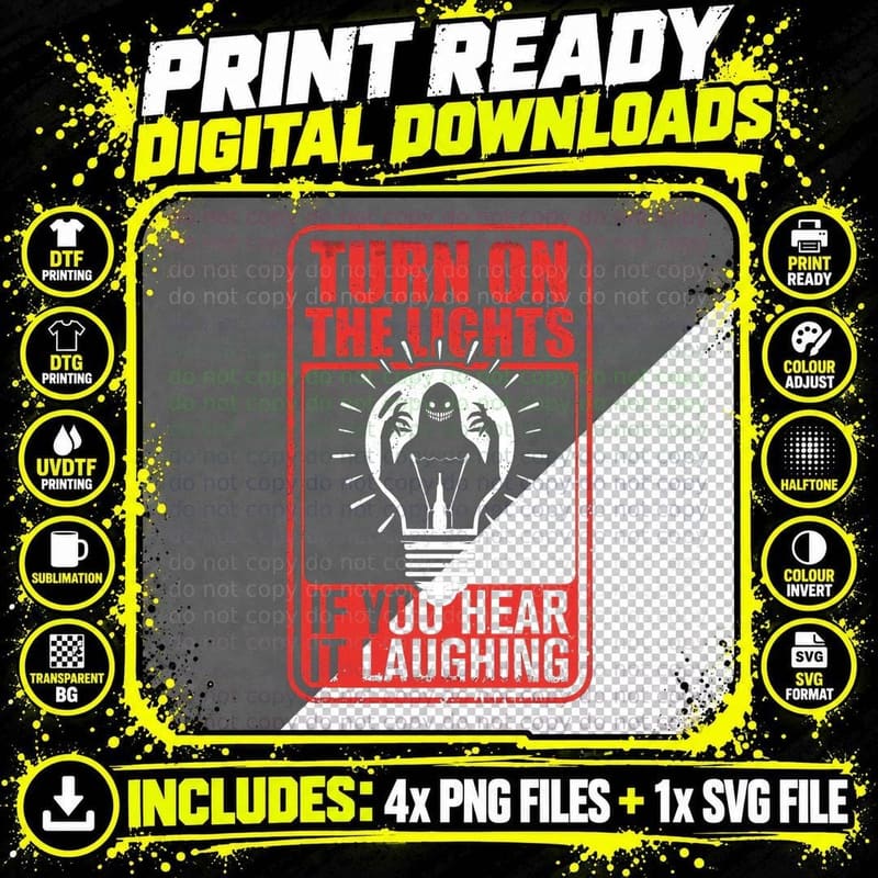 Ghost in Light Bulb T-Shirt, Retro Horror Tee Png SVG Digital Bundle