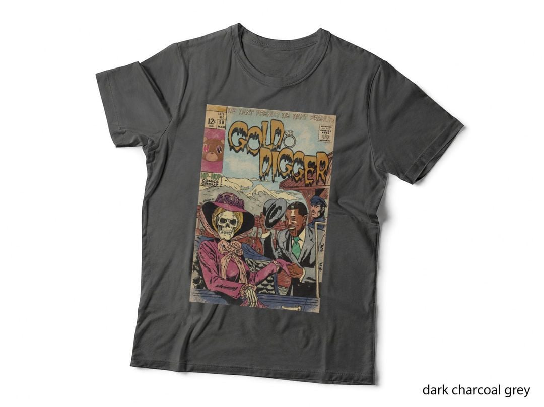 Gold Digger Hip Hop T-Shirt, Skeleton Bride Bootleg Parody, Rap Fan Art