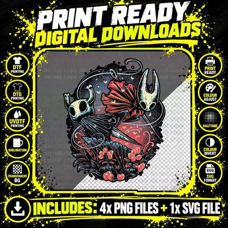 Gothic Skulls T-Shirt, Dark Fantasy Tee Png SVG Digital Bundle