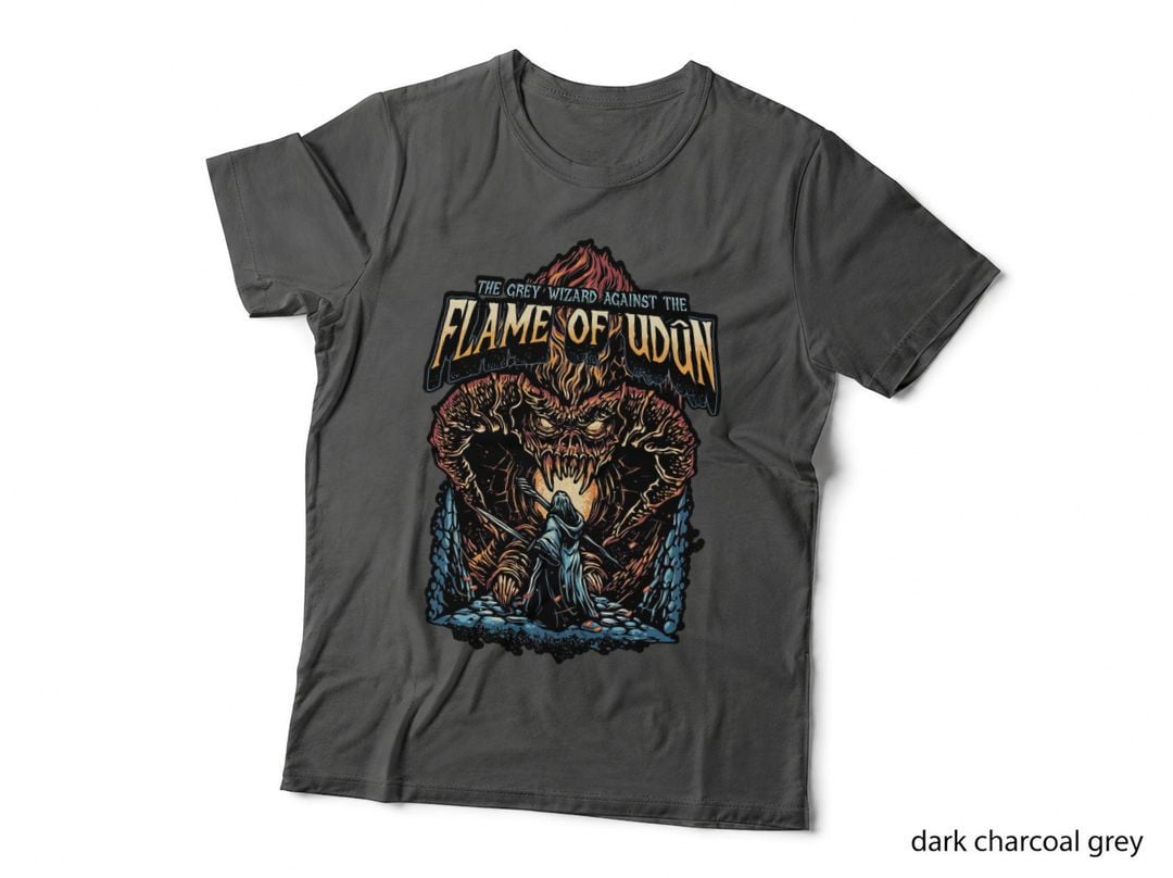 Grey Wizard Against the Flame T-Shirt, Gothic Horror Tee