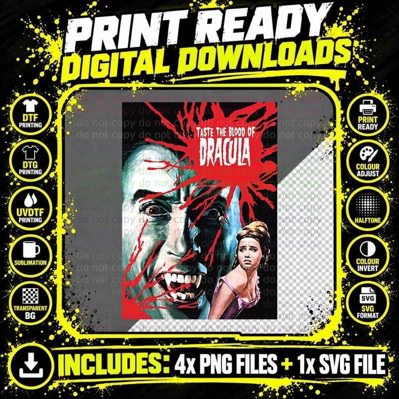 Halloween Blood Scary Vampire Dracula Horror Movies 80S Png SVG Digital Bundle