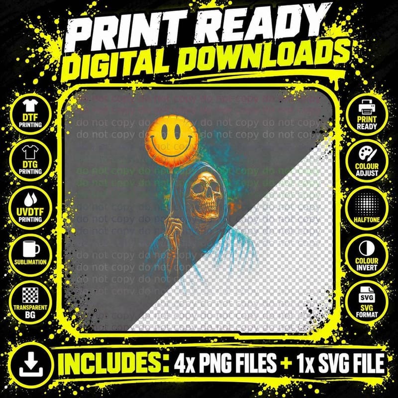 Halloween Costume Skull Balloon T-Shirt Png SVG Digital Bundle