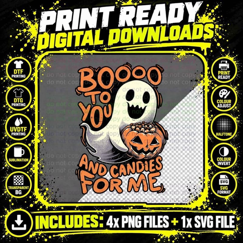 Halloween Cute Ghost Candies T-Shirt, Halloween Tee Png SVG Digital Bundle
