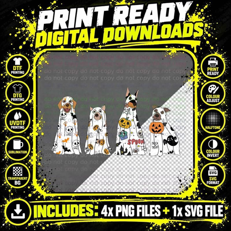 Halloween Dog Costume T-Shirt, Spooky Pet Apparel Png SVG Digital Bundle